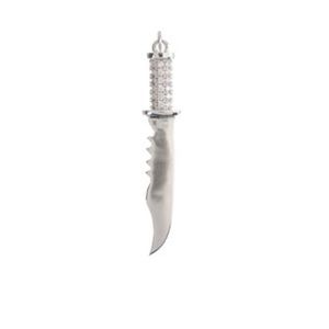 18K White Gold fill Combat Military Knife Pendant*